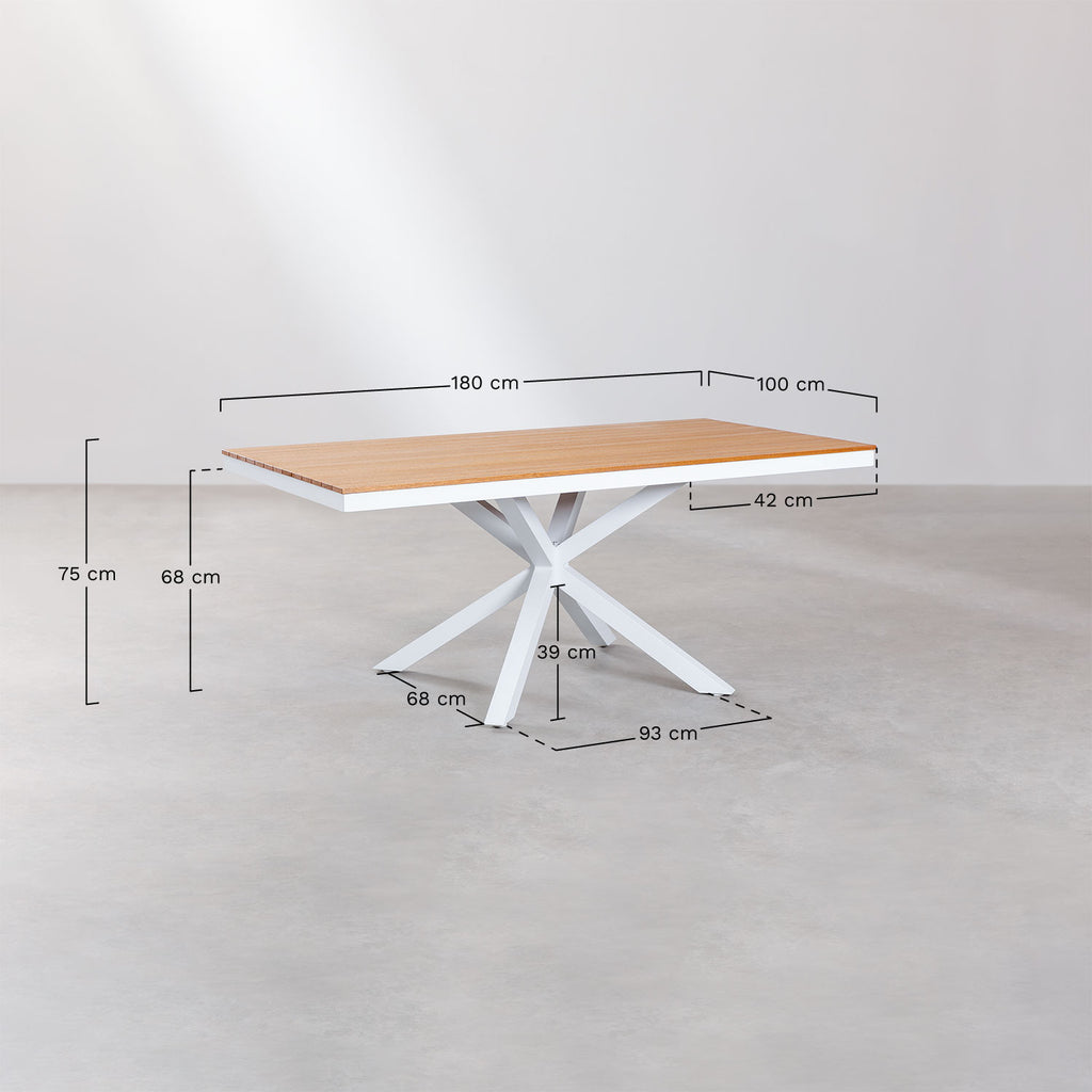 Table de jardin rectangulaire 180x100 cm en bois d'eucalyptus et aluminium Archer