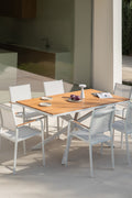 Table de jardin rectangulaire 180x100 cm en bois d'eucalyptus et aluminium Archer