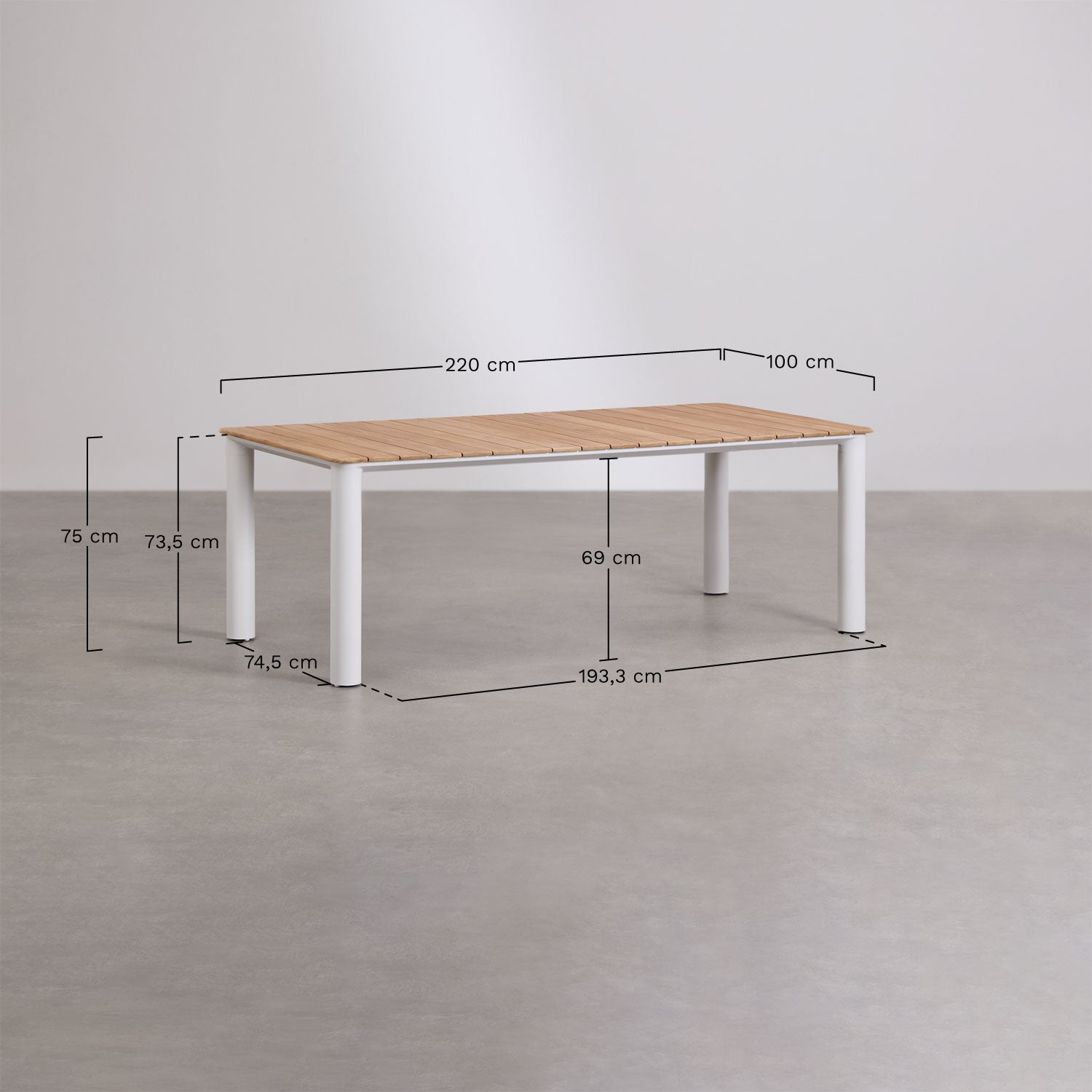 Table de jardin rectangulaire en aluminium et bois de teck Sirka