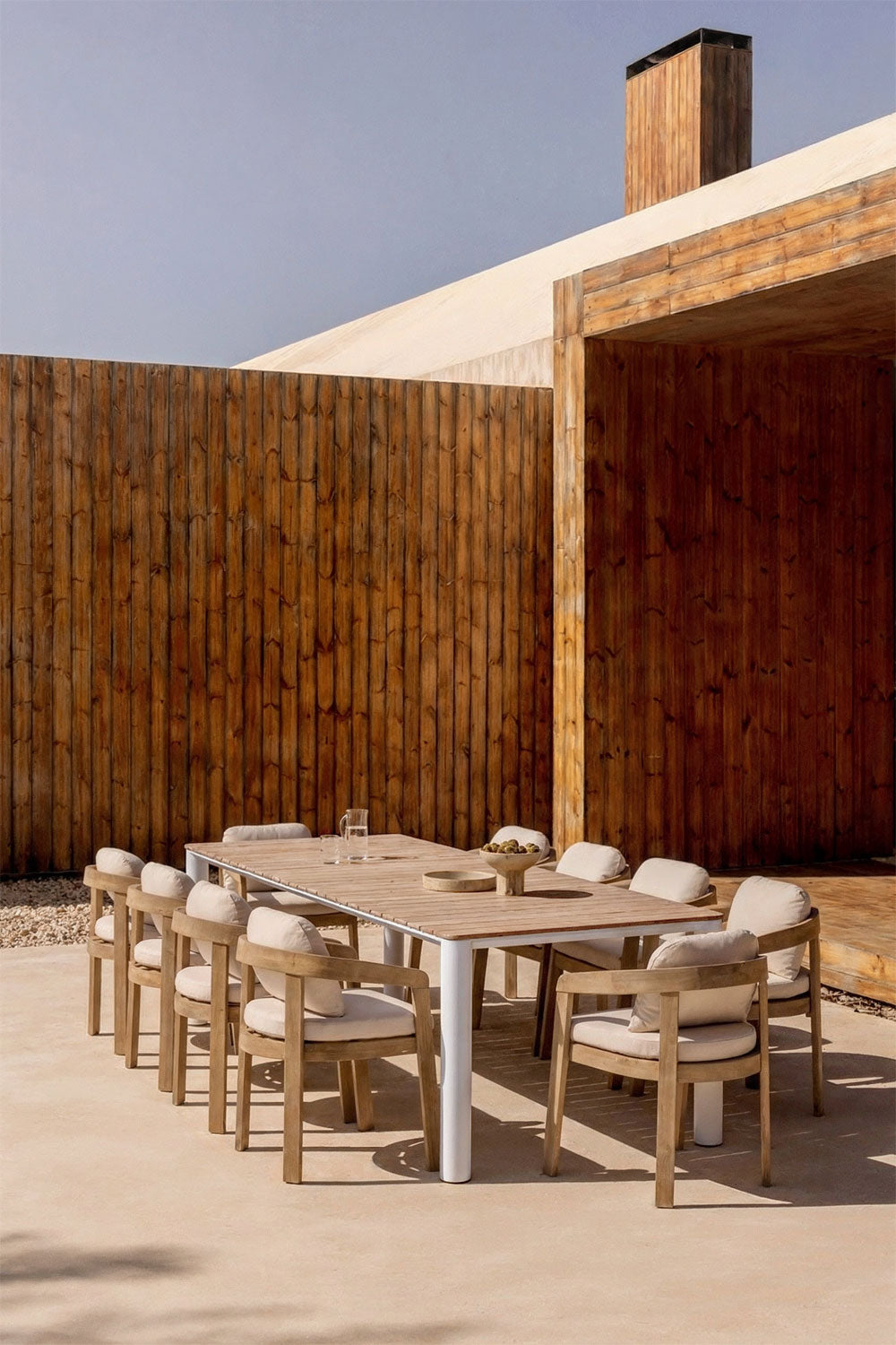 Table de jardin rectangulaire en aluminium et bois de teck Sirka