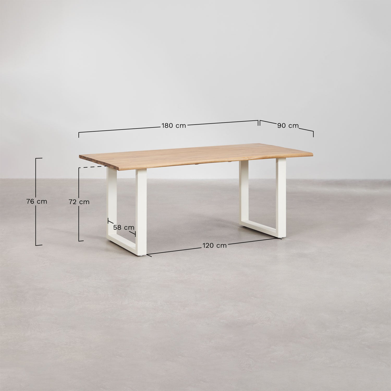 Table de jardin rectangulaire 180x90 cm en bois d'acacia et acier Maupi