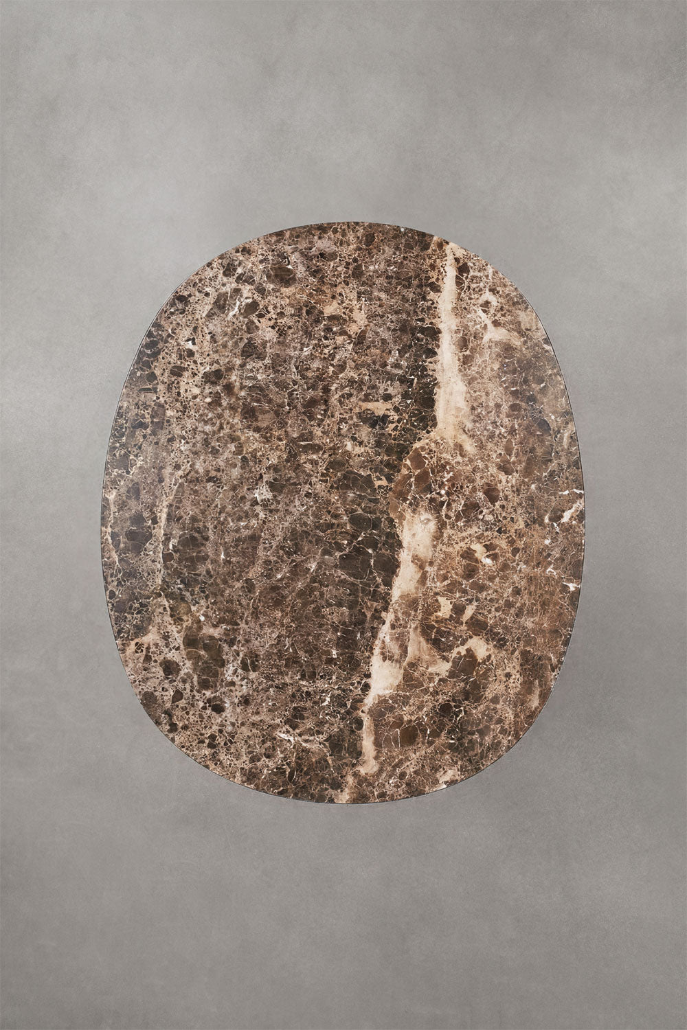 Table de salle à manger ovale 120x100 cm en pierre naturelle et acier inoxydable Fertrix