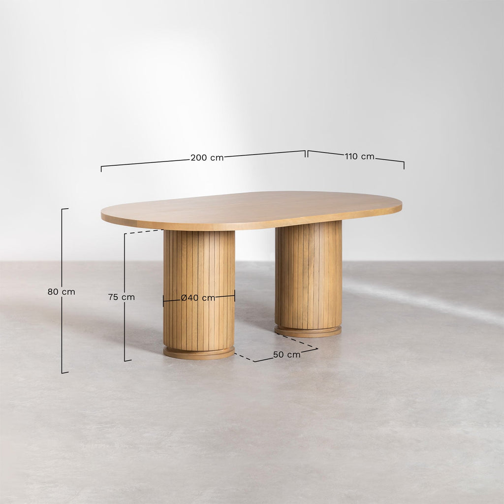 Table à manger ovale en bois de manguier Analis