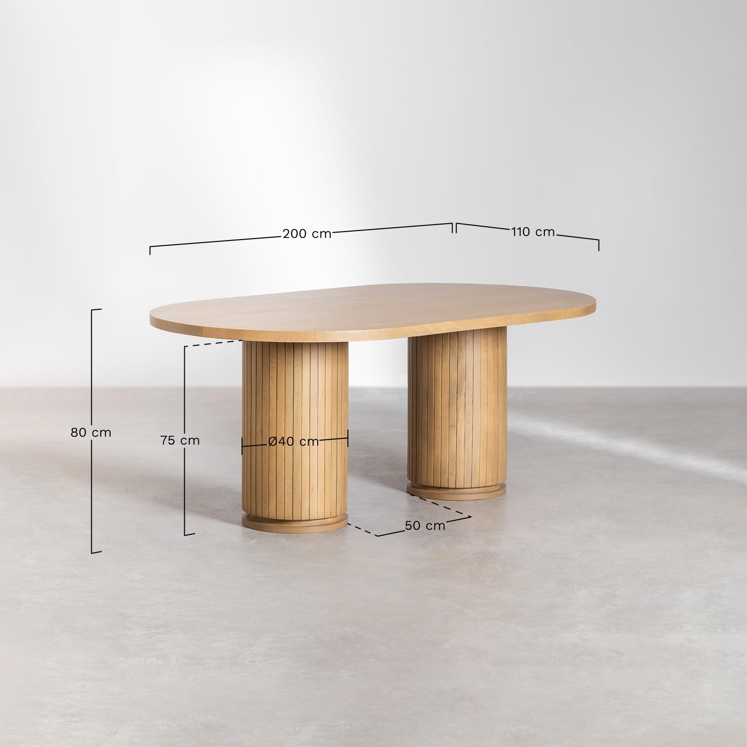 Table à manger ovale en bois de manguier Analis