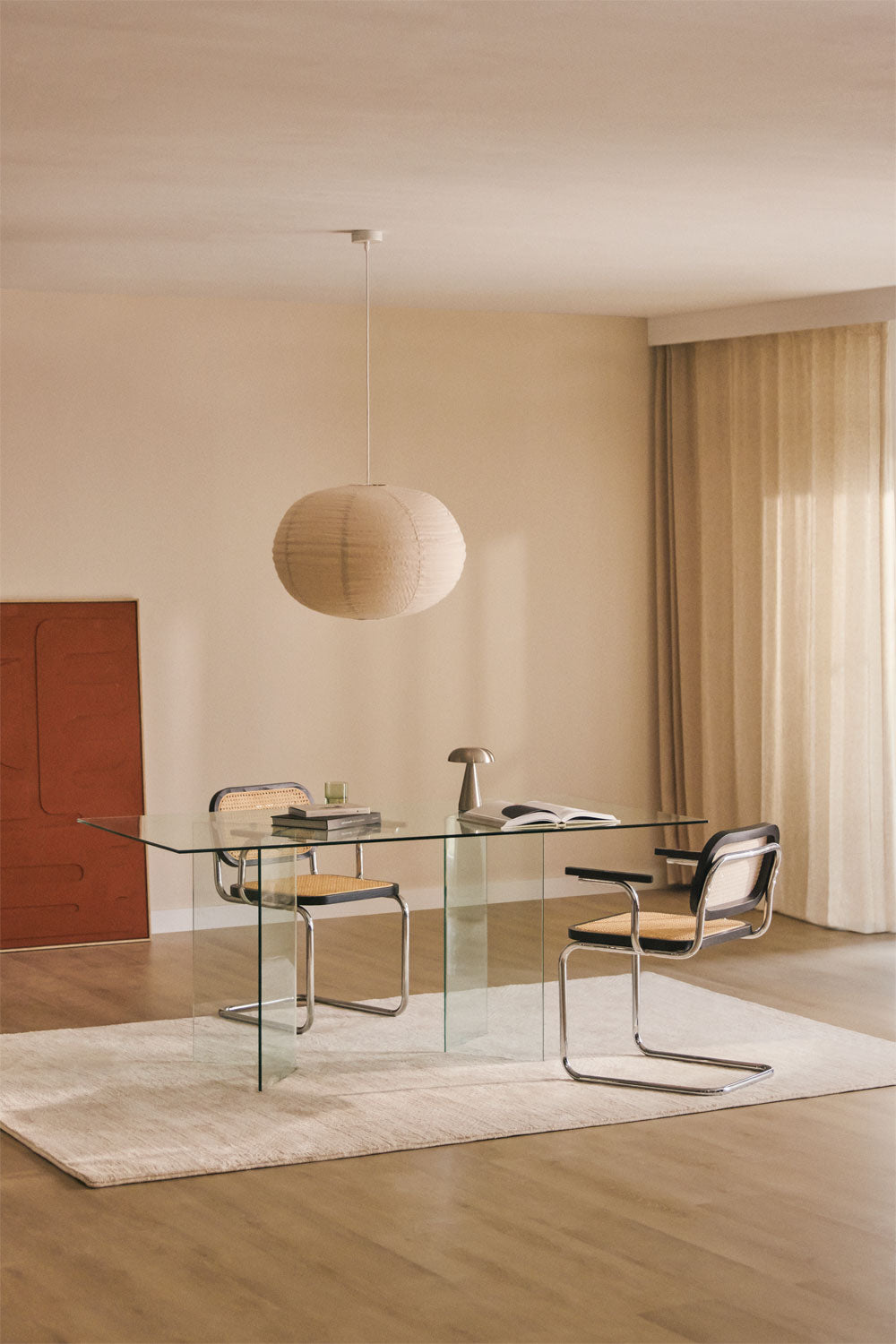 Table à manger rectangulaire 180x90 cm en verre trempé Purio