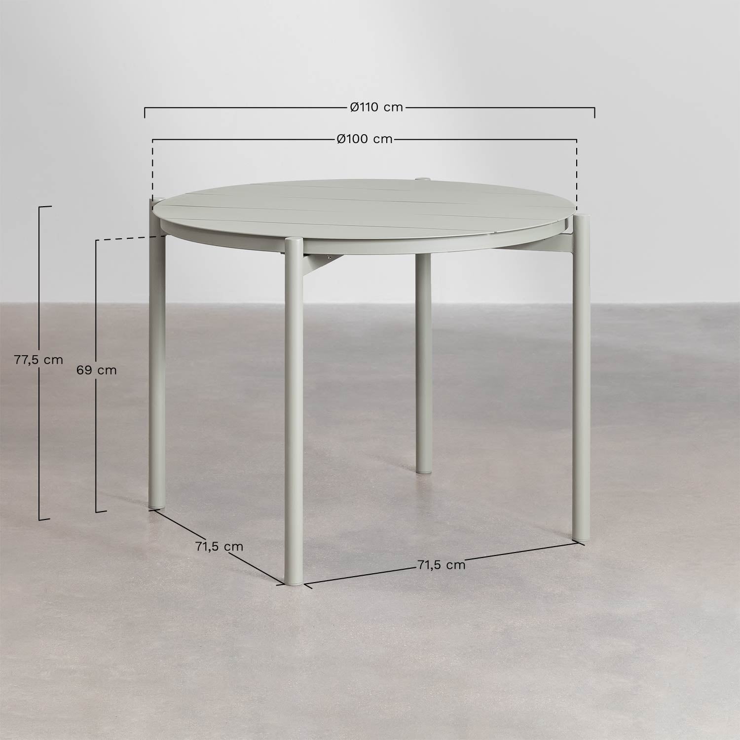 Table de salle à manger ronde Ø110 cm en aluminium Elton