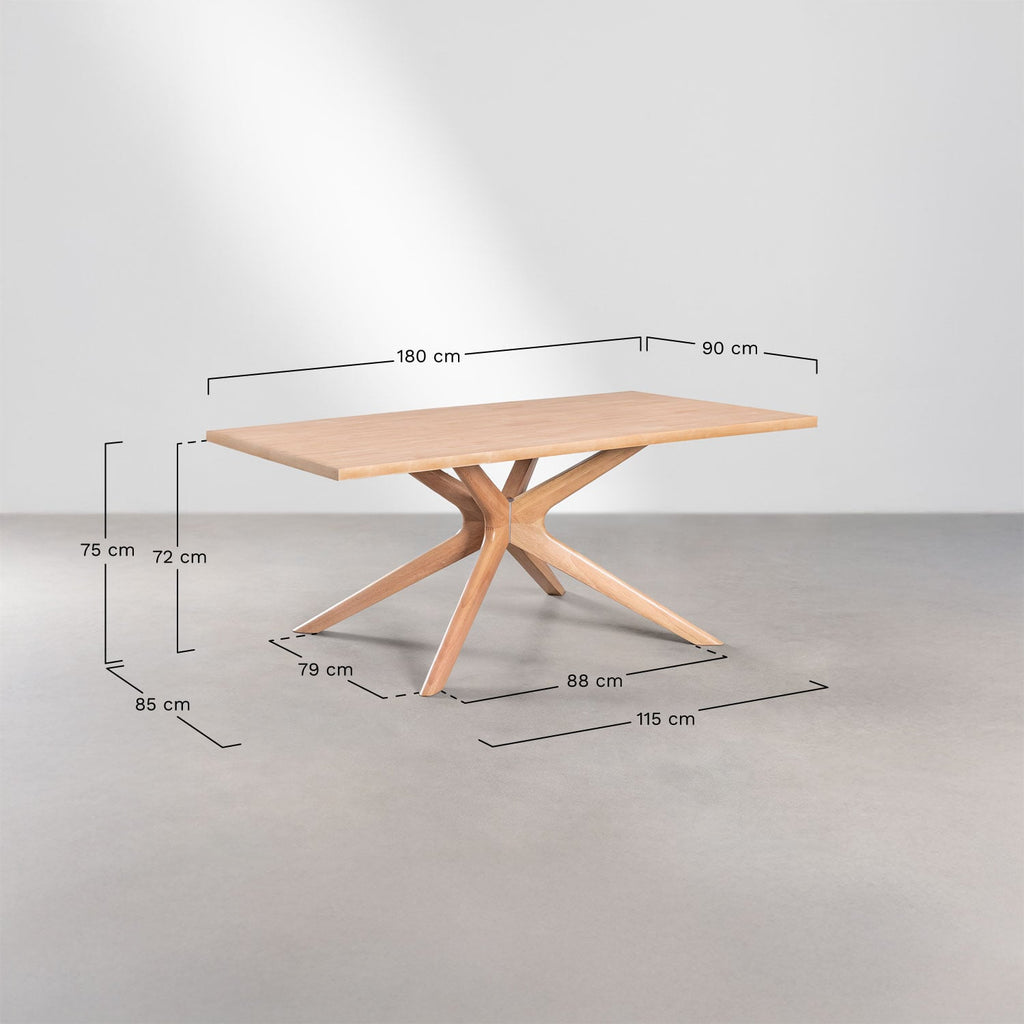 Table à manger rectangulaire 180x90 cm en bois Arnaiz