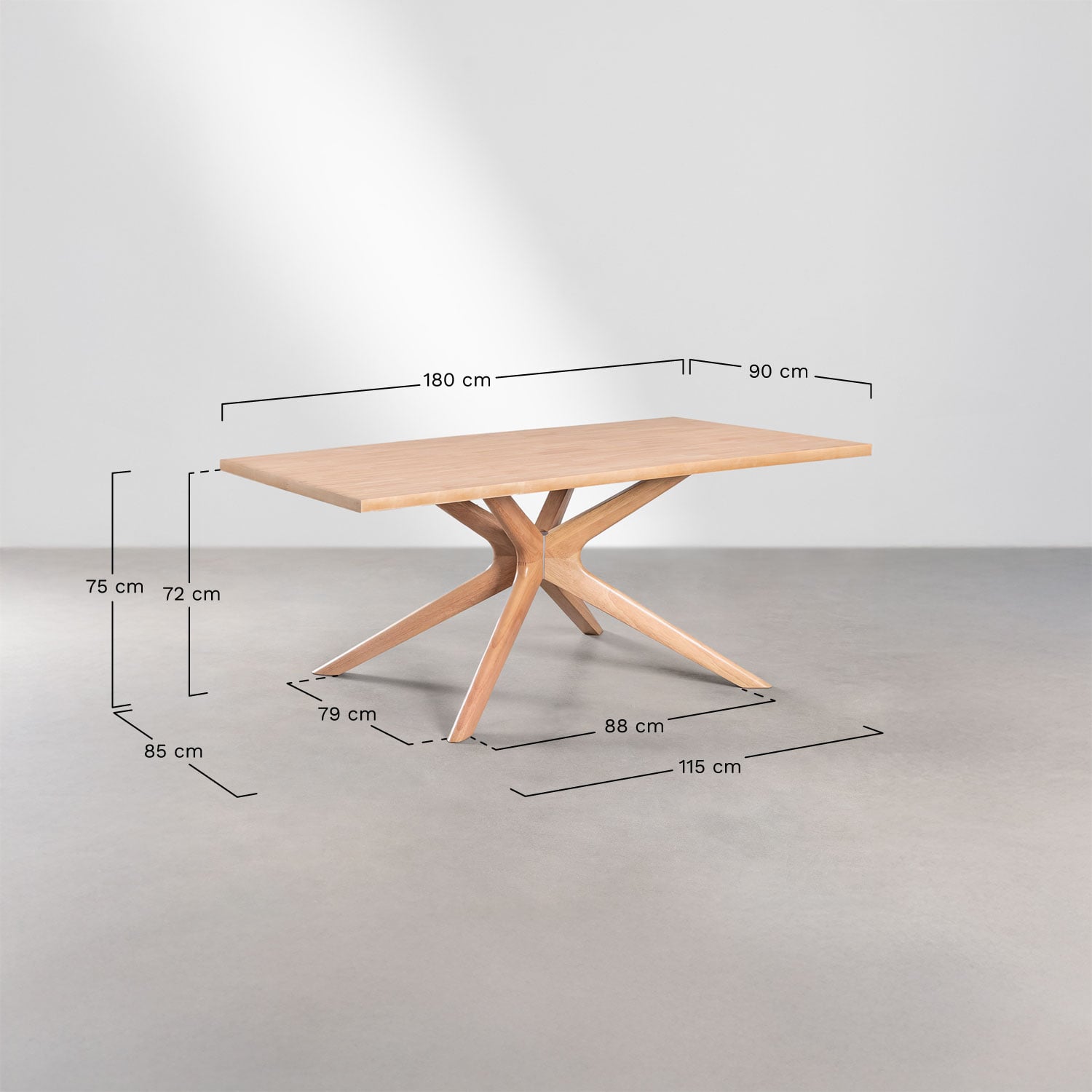 Table à manger rectangulaire 180x90 cm en bois Arnaiz