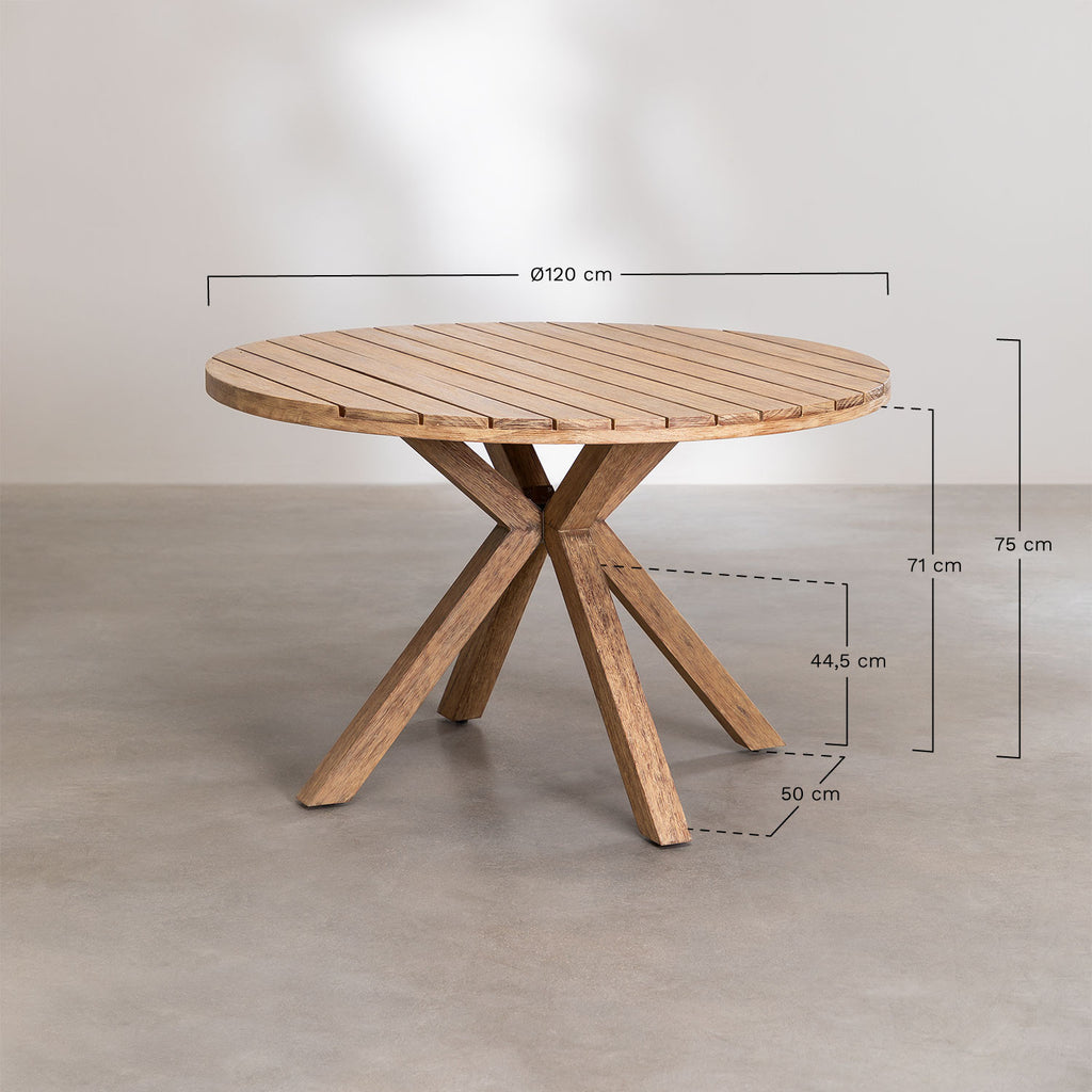 Table de salle à manger ronde en bois Naele
