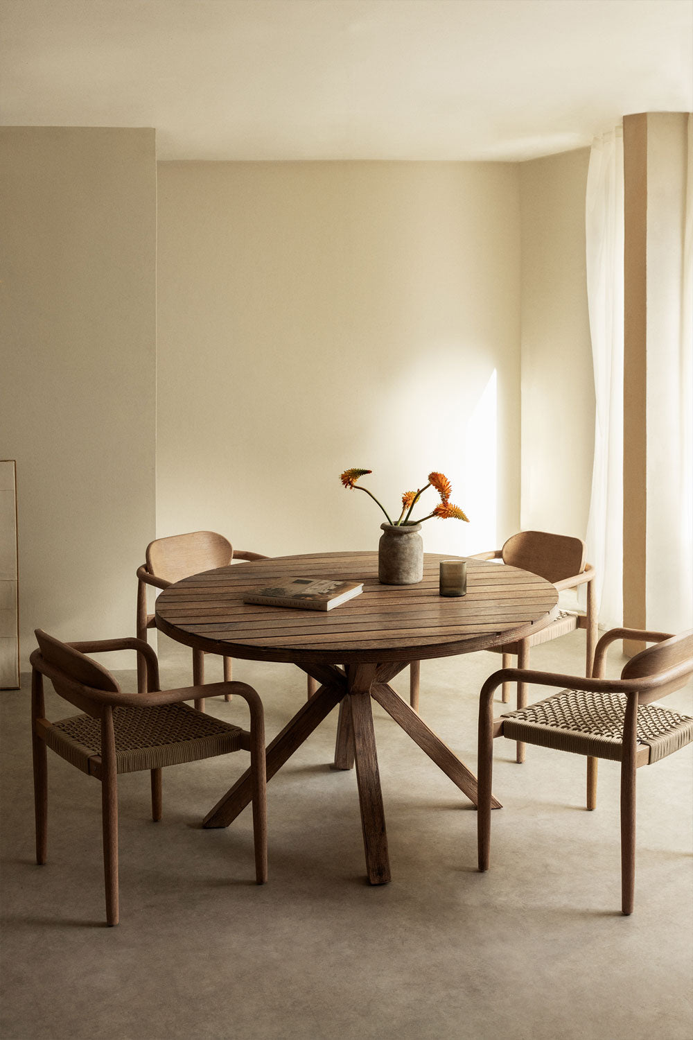 Table de salle à manger ronde en bois Naele