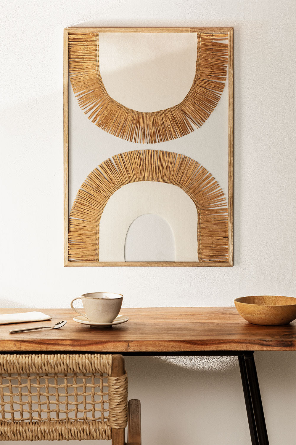Tableau décoratif 50x70 cm en MDF et raphia Basabe